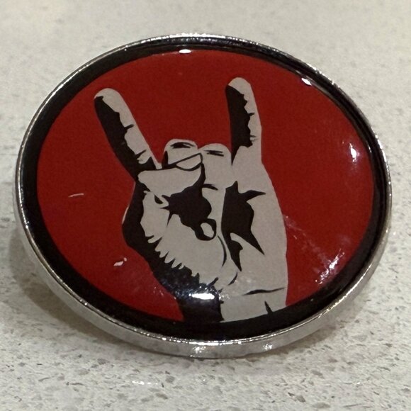 Rock and Roll Hand Gesture Badge Pin - Picture 1 of 4